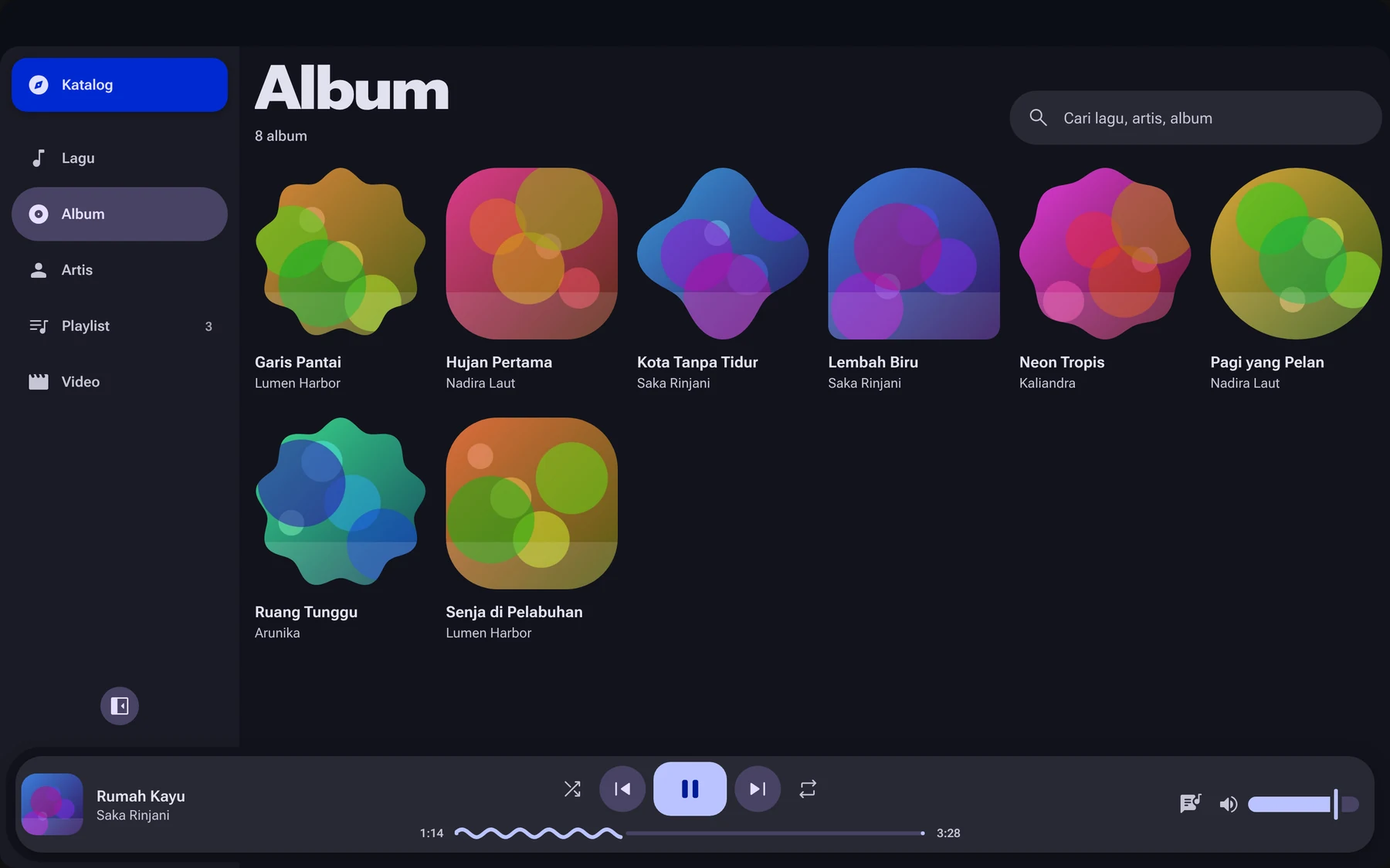 Album grid on the desktop