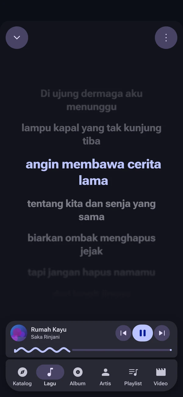 Synced lyrics on a phone