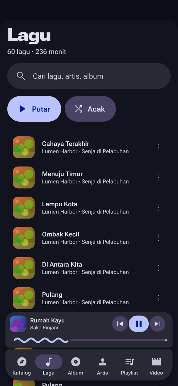 Song list on a phone